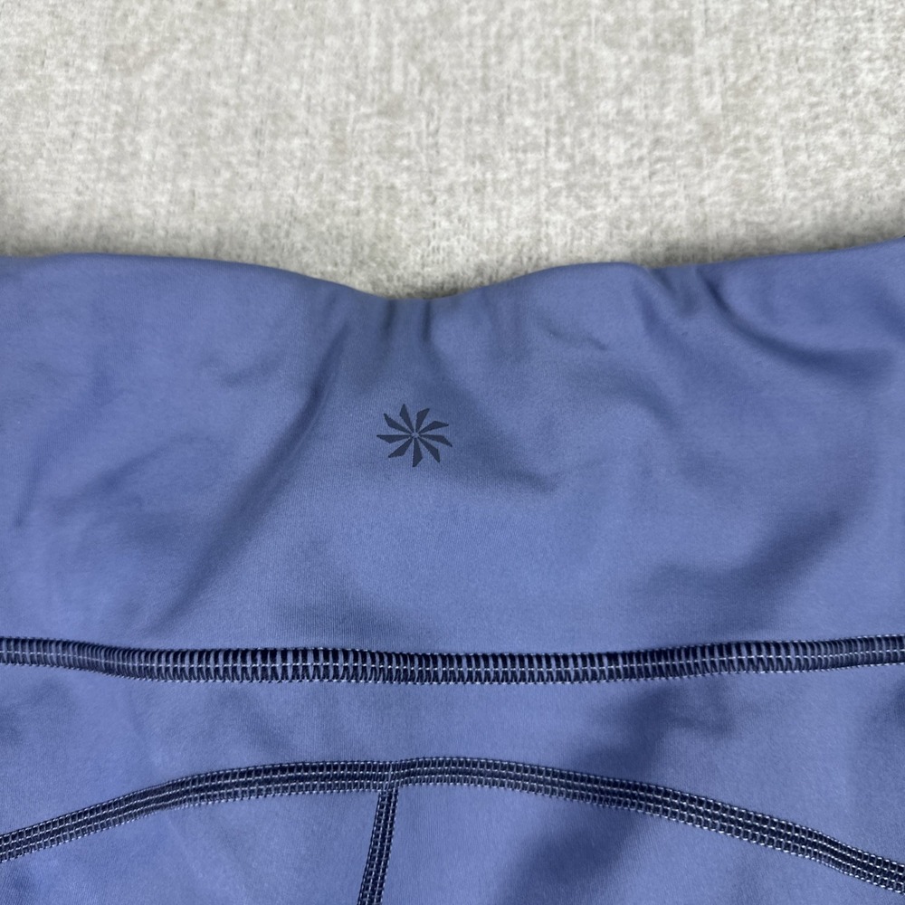 Athleta‎ Leggings Women Size M Blue Contender Lazor Cut Zipper pockets - Picture 11 of 15